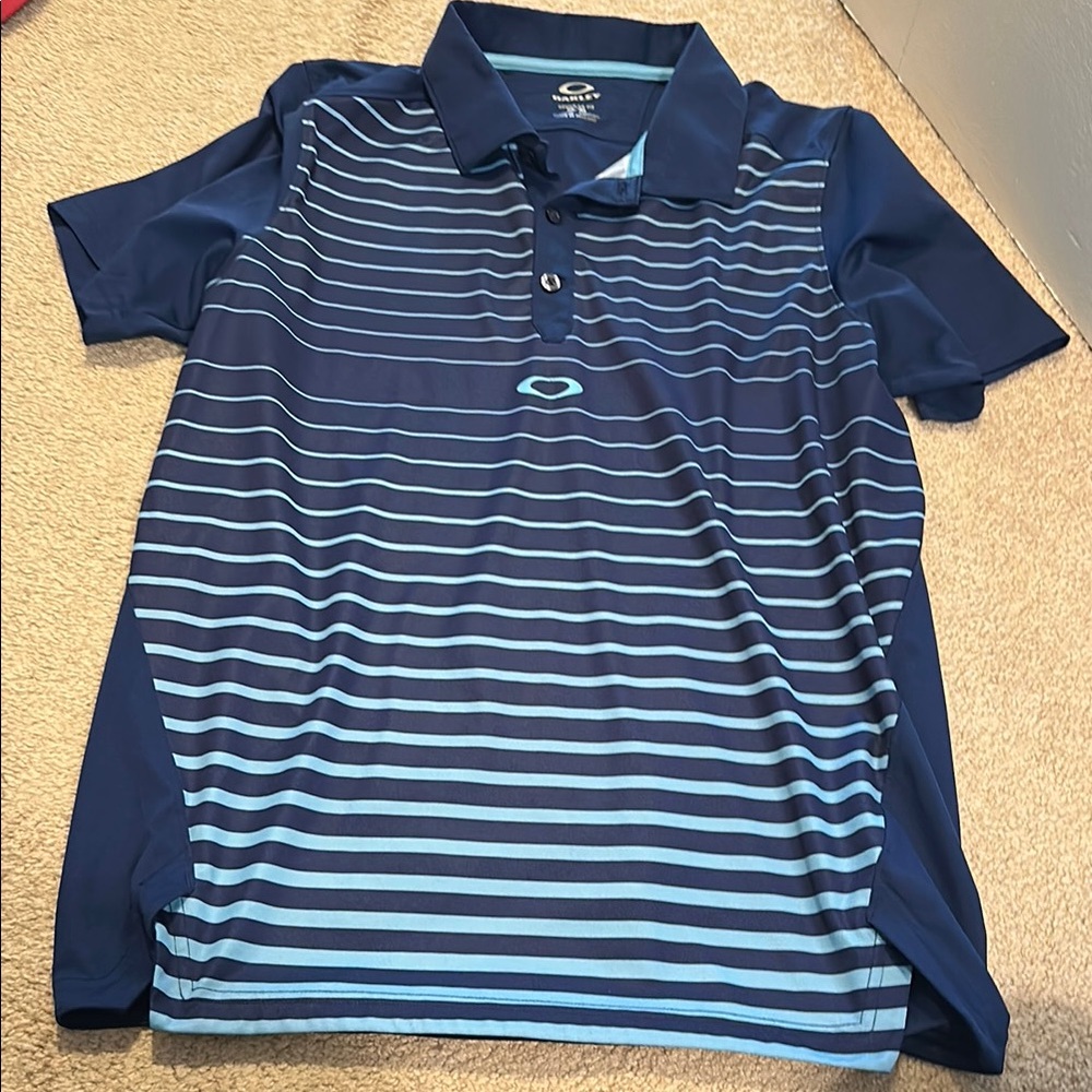 Oakley Blue Gradient Polo Shirt Sporty Design